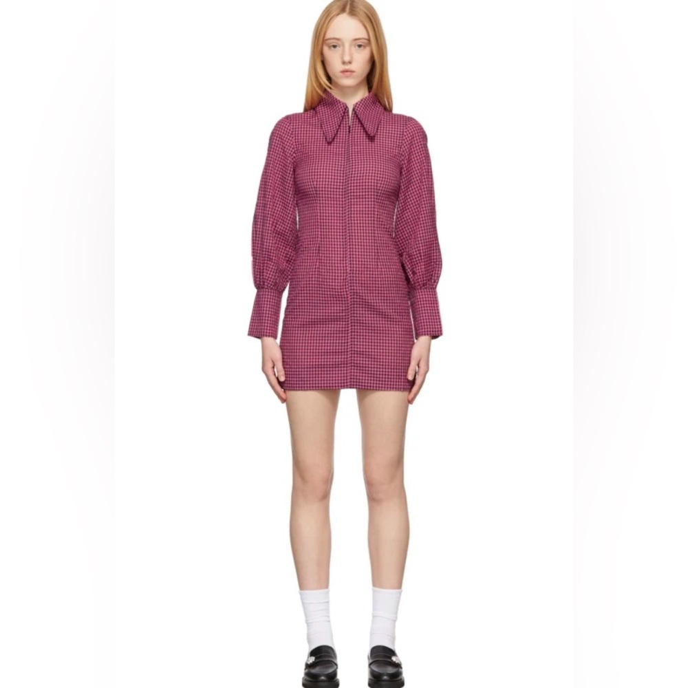 Ganni Exaggerated Collar Seersucker Dress